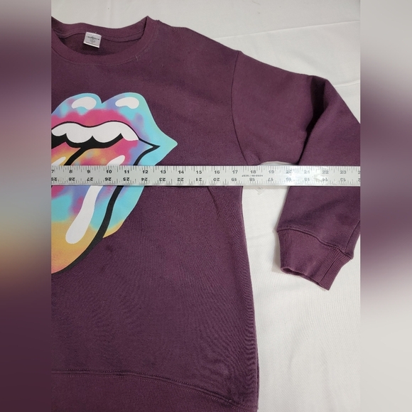 Treasure & Bond Kid's Oversize Sweatshirt In Purple Plum Rolling Stones Large - Picture 3 of 8